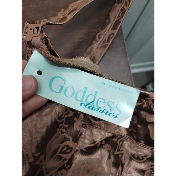 NWT Goddess Size 50F Hazel Brown Floral Satin Wireless Full Coverage Bra GD0110 - Picture 7 of 8